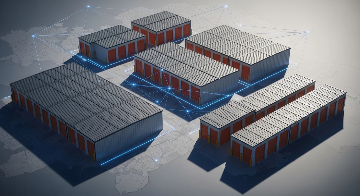 Standardized relocatable self storage buildings deployed across multiple regional facilities.
