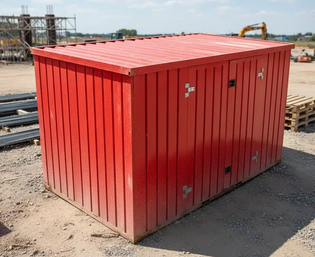 Durable steel container used in outdoor commercial environment