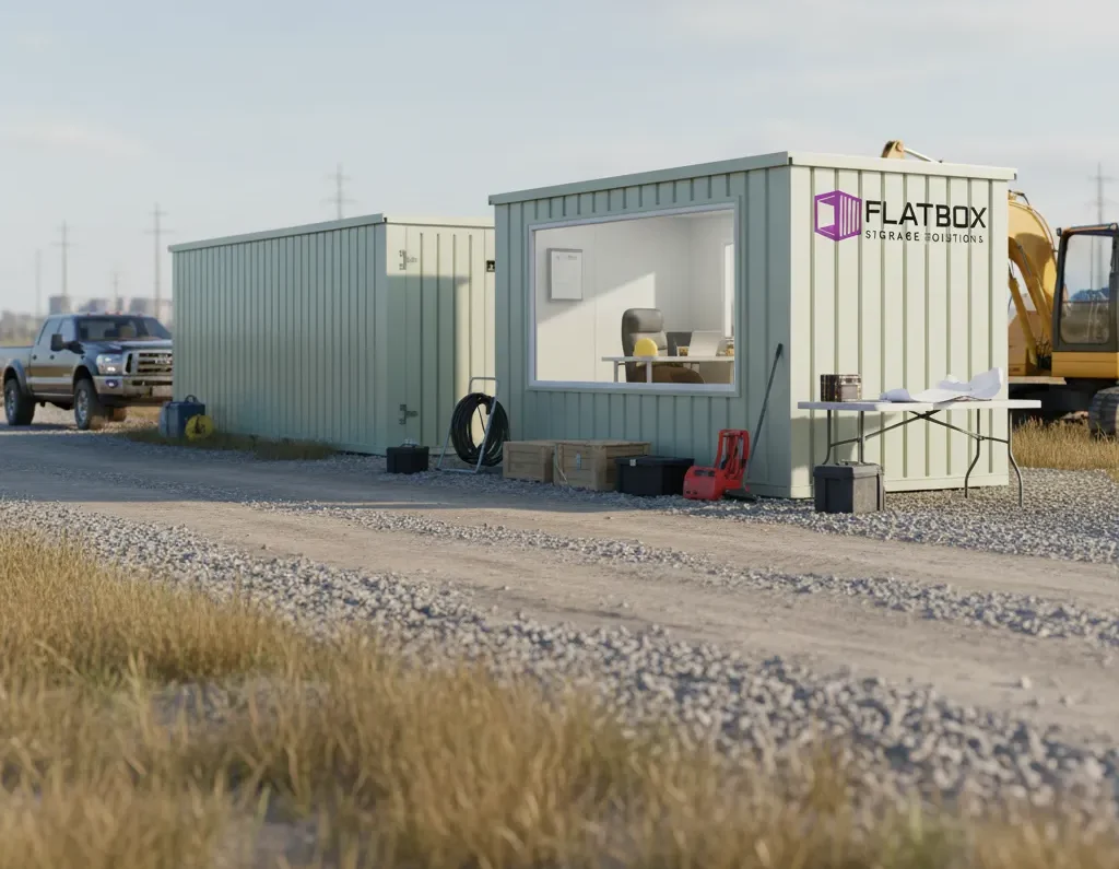 Office container and storage units supporting coordination at a field operations site