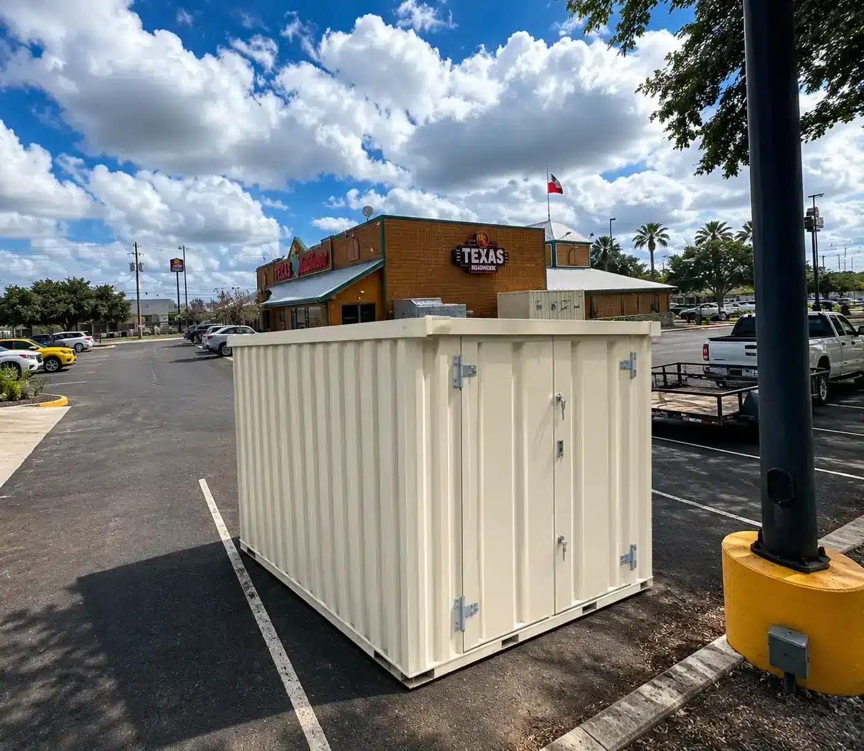 Weather-ready Flatbox storage container built for Phoenix heat, sun exposure, dust, and daily commercial use.