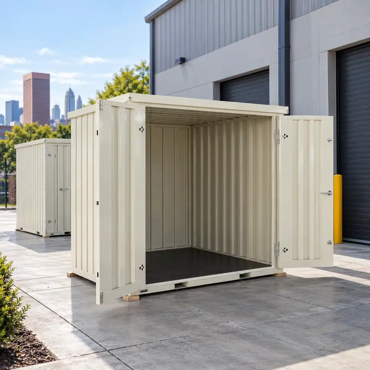Flat pack storage containers for multi-site commercial use