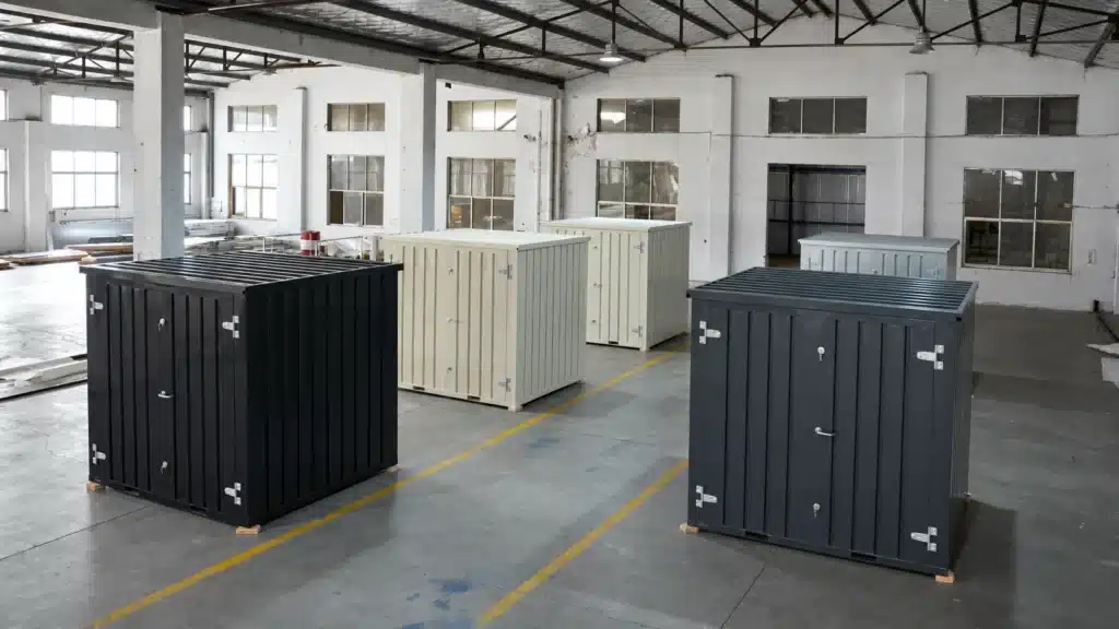 Flat rack shipping container available at a commercial intermodal equipment depot.