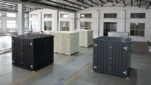 Flat rack shipping container available at a commercial intermodal equipment depot.